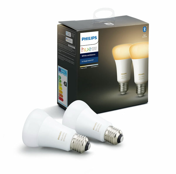 Philips Hue White Ambiance Smart LED Bulb Twin Pack [E27 Edison Screw] with Bluetooth, Works with Alexa, Google Assistant, and Apple Homekit