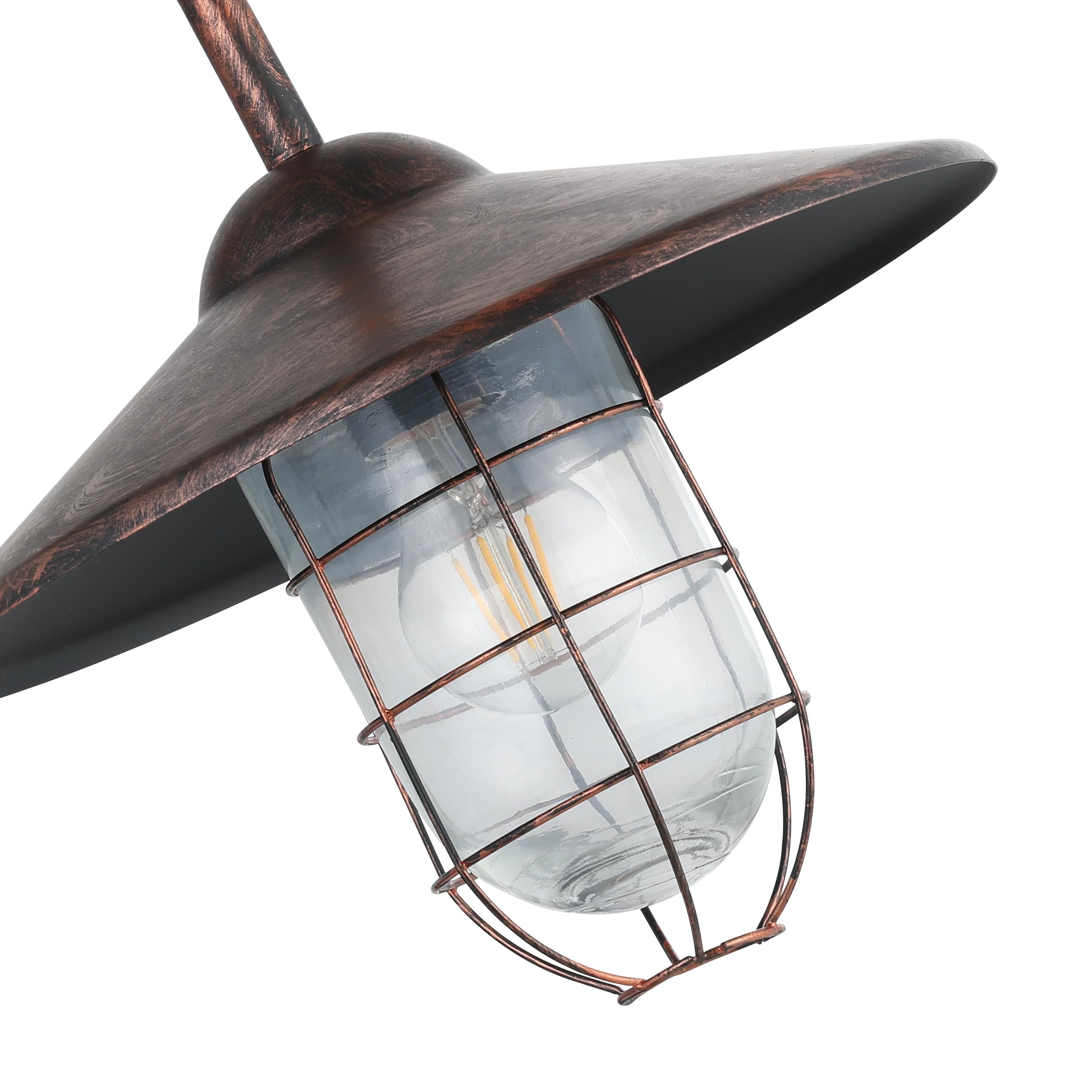 Eglo Melogoa Outdoor Wall Light, Antique Copper External Porch Light, Galvanized Steel and Glass Lantern, E27 Socket, IP44