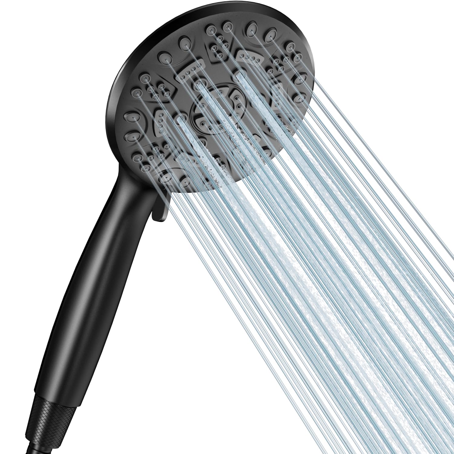 Cobbe High Pressure Shower Head with 8 Spray Modes, Powerful Water Saving Shower Head Set, Large Universal Flow Rain Showerhead for Low Water Pressure - Black