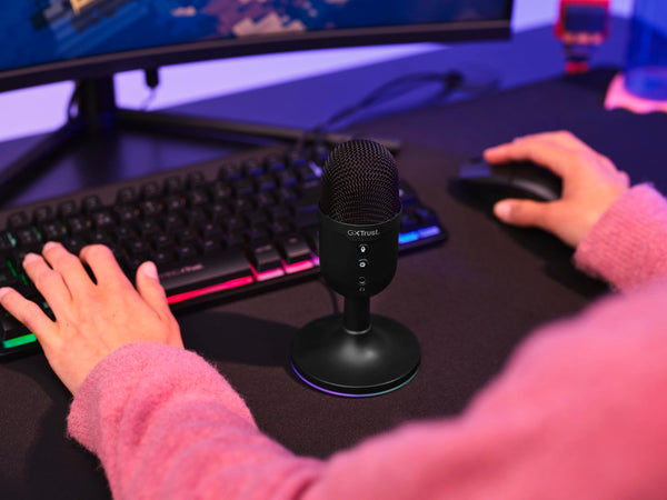 Trust Gaming GXT 236 Yami USB Condenser Streaming Microphone for Podcast, Twitch, Discord, ASMR, Youtube, Playstation 5, Gaming Mic with Cardioid Recording Pattern, Mute Button, RGB Light - Black