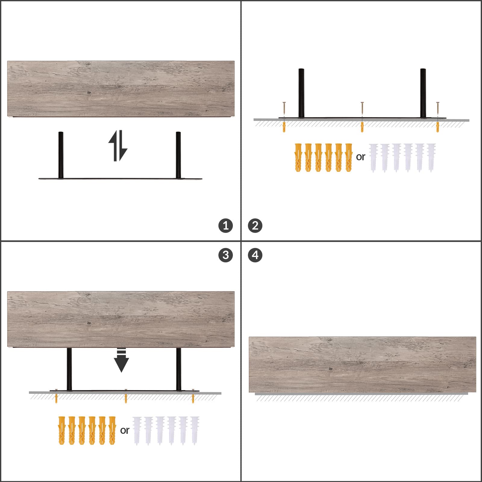 HOOBRO Floating Shelves, Wall Shelves Set of 2, Wall Mounted Shelves, 80 cm, Wall Display Racks, Decorative Hanging Shelf, Wooden Shelves, for