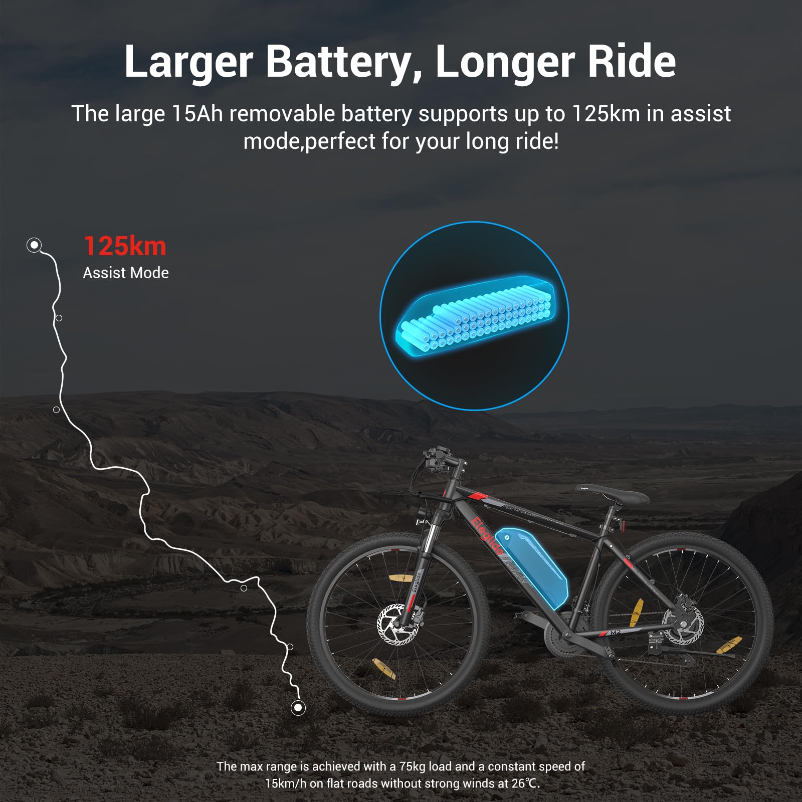Eleglide Electric Bike, M2 27.5''/29'' Electric Bicycle for Adults, E Mountainbike, 36V 15.6Ah Removable Battery,Max Range 130KM, Dual Hydraulic Disk Brake, 21 Speed, APP