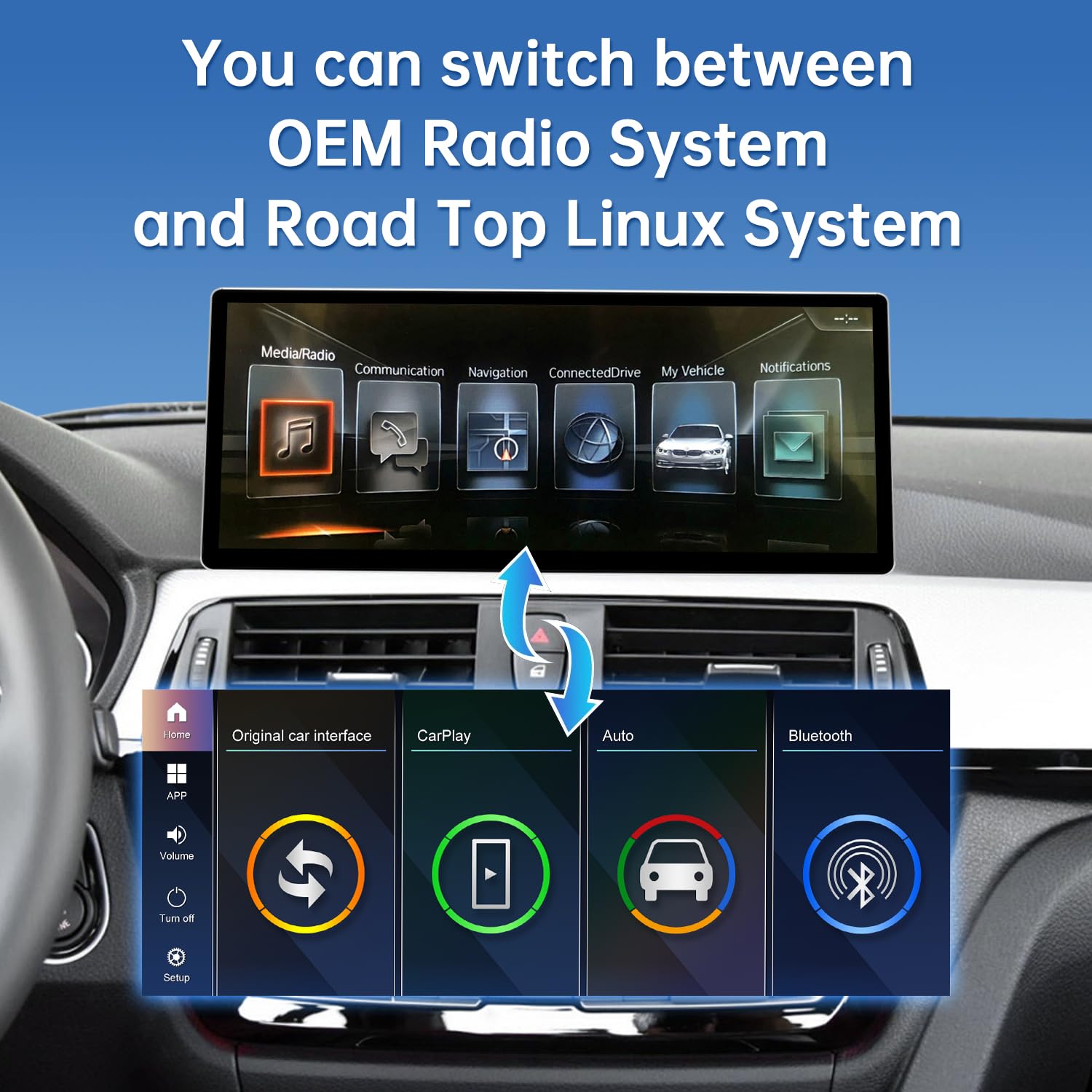 Road Top 12.3 Inch Ultra-Narrow Carplay Touchscreen for BMW 3 & 4 Series F30/F31/F32/F33/F34/F35/F36 2012-2015 Year, Car Stereo Multimedia Radio Receiver, Support Wireless Android Auto, Mirrorlink