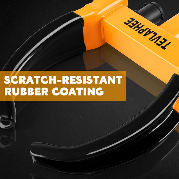 Tevlaphee Wheel Clamp Lock Heavy Duty Anti-Theft, Adjustable Security for Cars, Vans, Motorhomes (Fits 7-11" Tyres), Weatherproof & Vandal-Resistant Design (Red&Yellow)