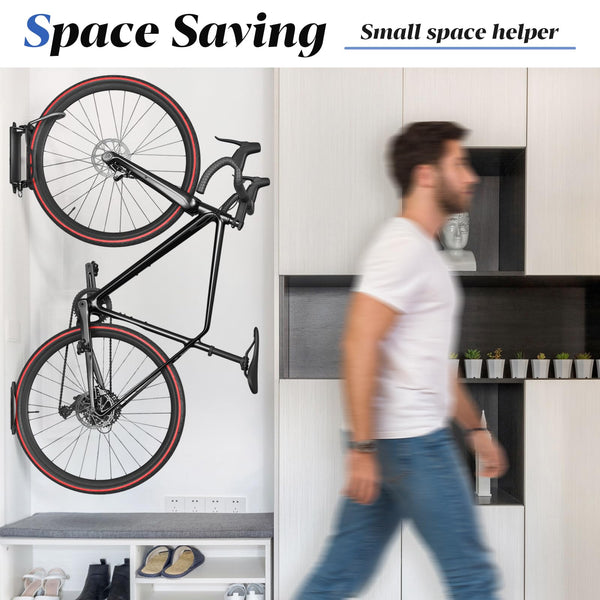 WELDUN Bike Wall Mount, Bike Hanger Rack, Swivelling Bike Holder, Vertical Bicycle Storage Rack for Garage and Indoor Use, Load Capacity 30kg