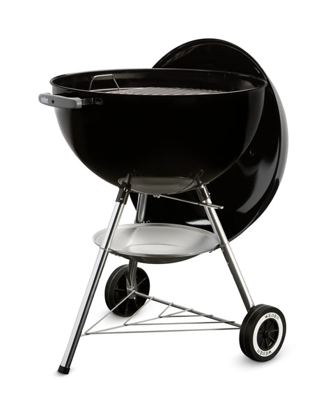 Weber Classic Kettle Charcoal Grill, Ø 57cm Grill Area, BBQ Grill with Porcelain-Enamelled Lid & Bowl, Lid Thermometer, Tripod Stand & Wheels, Chromed Grill Grate - Black (1341504)
