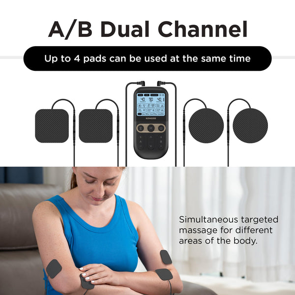 4 in 1 - D.I.Y & Tens Unit & EMS & Massage Muscle Stimulator, Dual Channel Therapy Machine for Pain Relief, FDA Cleared Rechargeable Electronic Pulse Massager,with 12pcs Electrode Pads