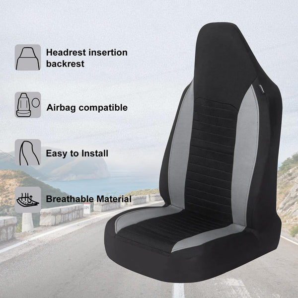 AUTOYOUTH Car Seat Covers Simple Bucket Style Universal Front Pair Fit for Car Truck SUV Van Seat Covers Car Seat Protector, Beige