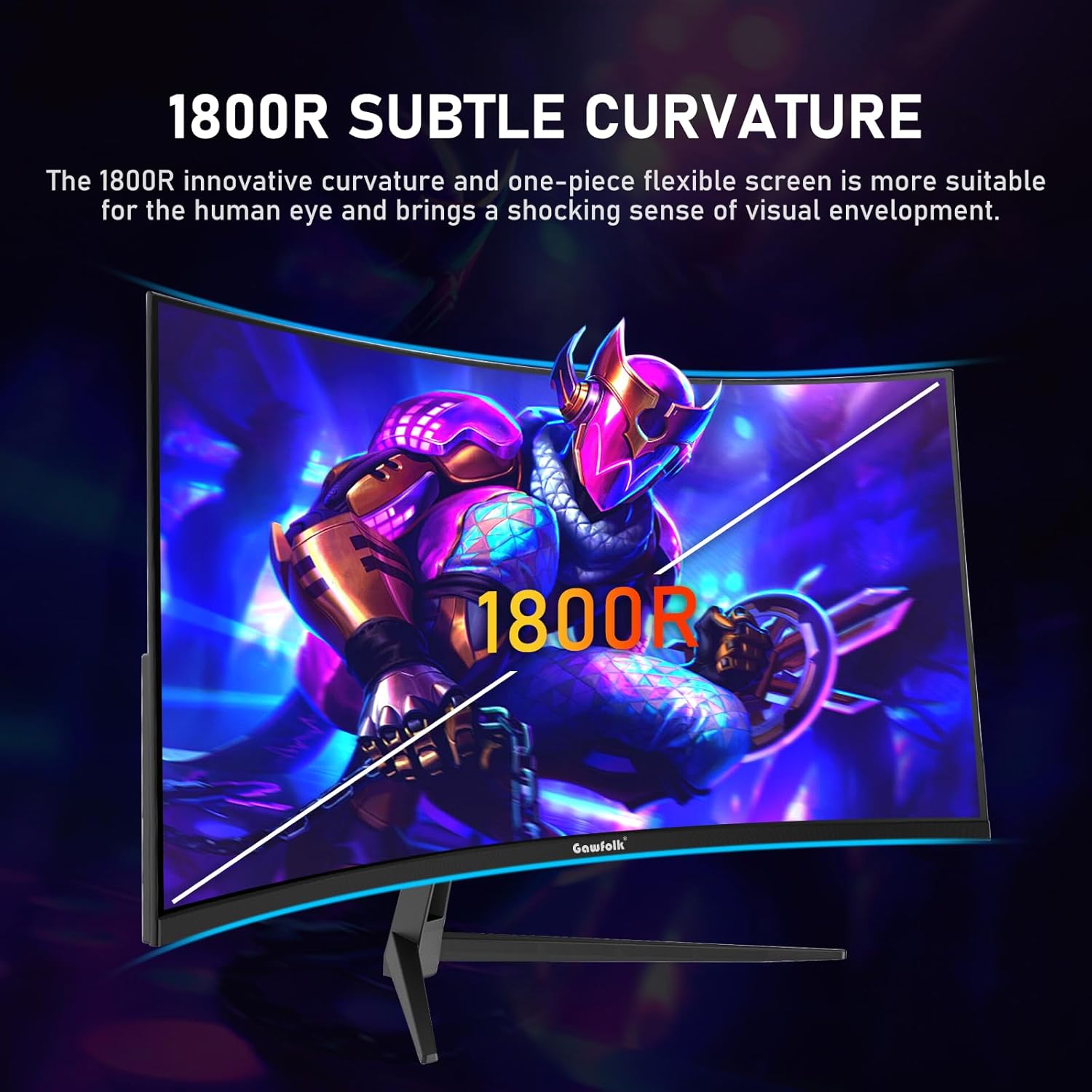 Gawfolk 34 Inch Ultrawide Curved 144Hz Gaming Computer Monitor 1500R PC Screen 21:9 UWQHD (3440x1440),Adaptive Sync,178° Viewing Angle,Display Port、HDMI 2.0, VESA75x75MM-Black