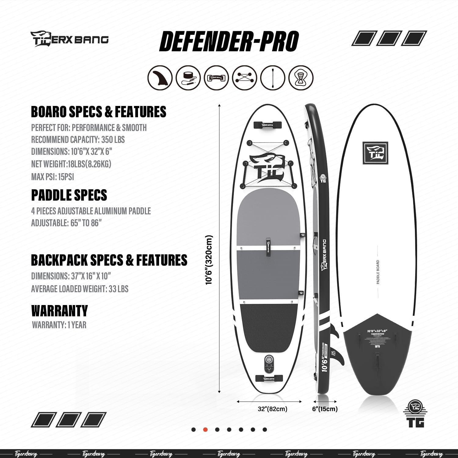 TIGERXBANG Stand Up Paddle Boards 10'6" x 32" x 6"丨10' x 31" x 6" with Premium SUP Board Accessories, Inflatable Paddle Boards for Adults/Kids Stand Up PaddleBoarding