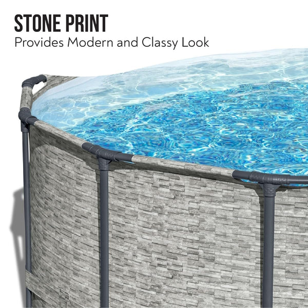 Bestway Steel Pro Max | Round Frame Swimming Pool with Filter Pump, Above Ground Frame Pools, Grey, 18ft