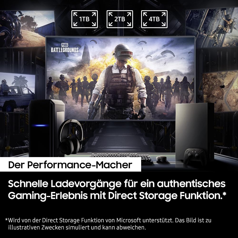 Samsung 990 PRO NVMe M.2 SSD, 2 TB, PCIe 4.0, 7,450 MB/s read, 6,900 MB/s write, Internal SSD, For gaming and video editing, MZ-V9P2T0BW