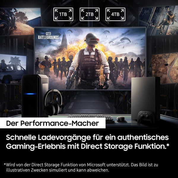 Samsung 990 PRO NVMe M.2 SSD, 2 TB, PCIe 4.0, 7,450 MB/s read, 6,900 MB/s write, Internal SSD, For gaming and video editing, MZ-V9P2T0BW