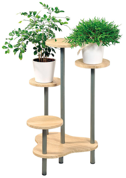 Kesper Flower Stand in Oak Decor, Wood, Brown/Grey, 64.5 x 72.5 x 46 cm