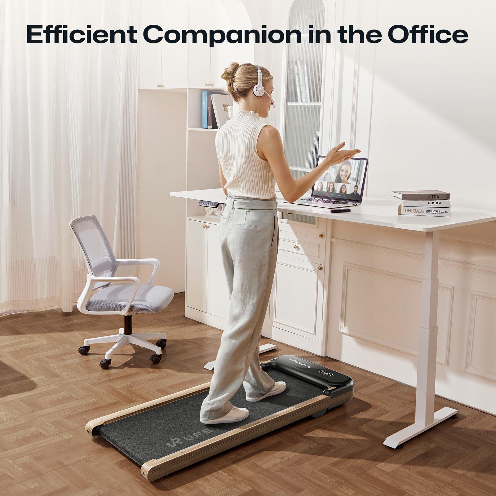 UREVO Smart Walking Pad, Compact Under Desk Treadmill with Double Shock Absorption, Quiet Operation, Workout APP with Track Insights and MIIT Mode, Plug and Play, Remote or APP Control for Home Office