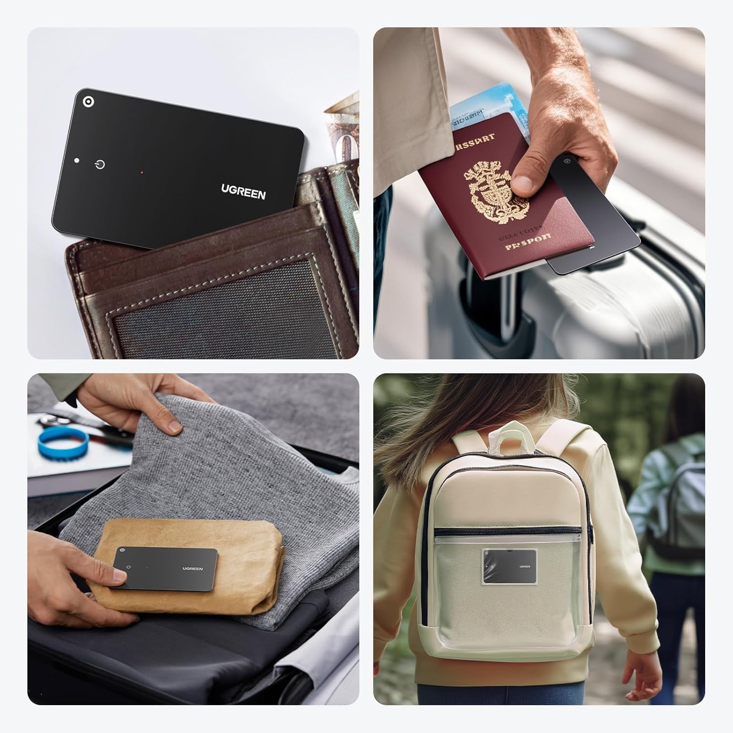 UGREEN FineTrack Slim Wallet Tracker, 1.7mm Ultra-Slim, Rechargeable Battery, Smart Finder Compatible with Apple Find My (iOS only), IP68 Waterproof, Bluetooth Card for Wallet, Passports, Luggage