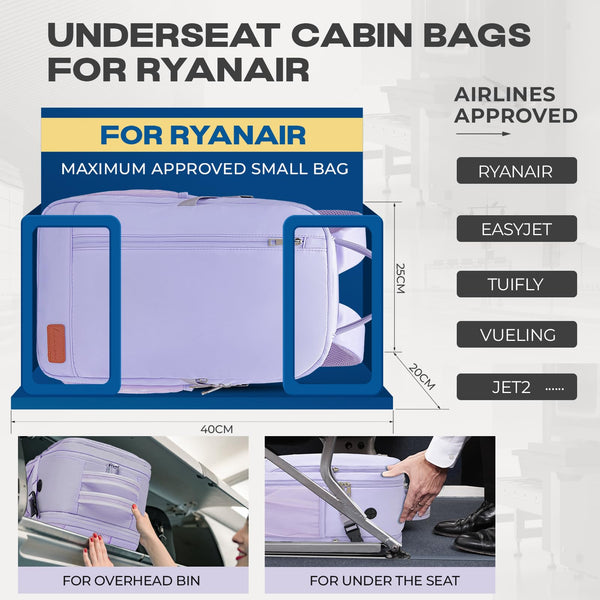 VMIKIV for Ryanair Cabin Bags 40x20x25 Underseat Carry On Bag,Small Travel Backpack Cabin Size for Men Women,Hand Luggage for Overnight, Weekend,Under Seat Casual Daypack for Airlines