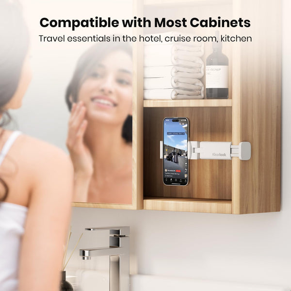 Airplane Phone Holder - Klearlook 4 in 1 Adjustable Phone Stand for Travel,360 Rotation Handsfree Viewing Flight Phone Holder,Foldable Travel Essential,Accessory for Flying/Traveling/Home/Office-Black