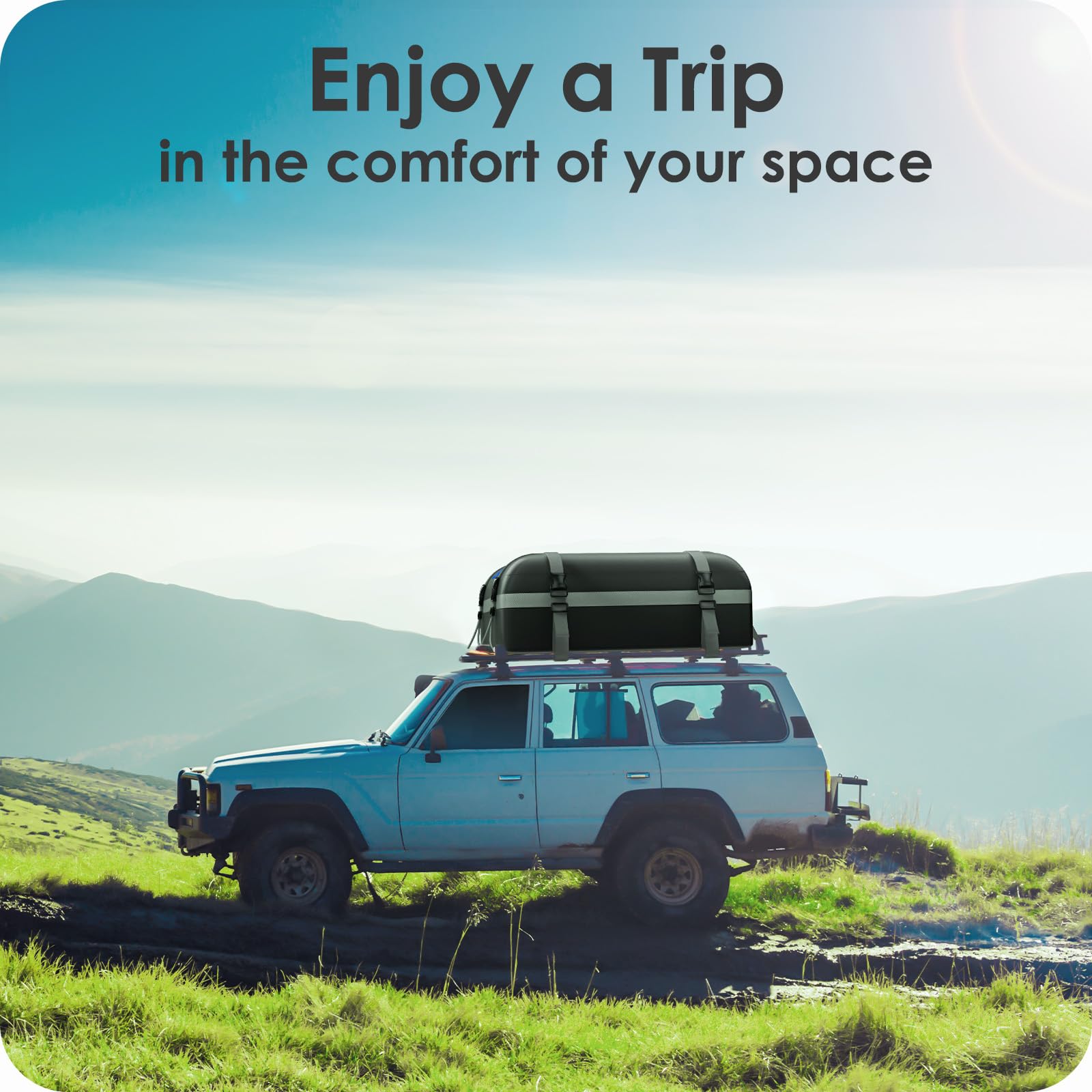 BOYUJK Roof Bag 20 Cubic/566 L, Waterproof Car Roof Bag no Rack Needed, Car Roof Box with Anti-Slip Mat and 6 Heavy-Duty Straps, Folding Soft Roof Bag for Cars with/Without Rack（ Orange 566L ）