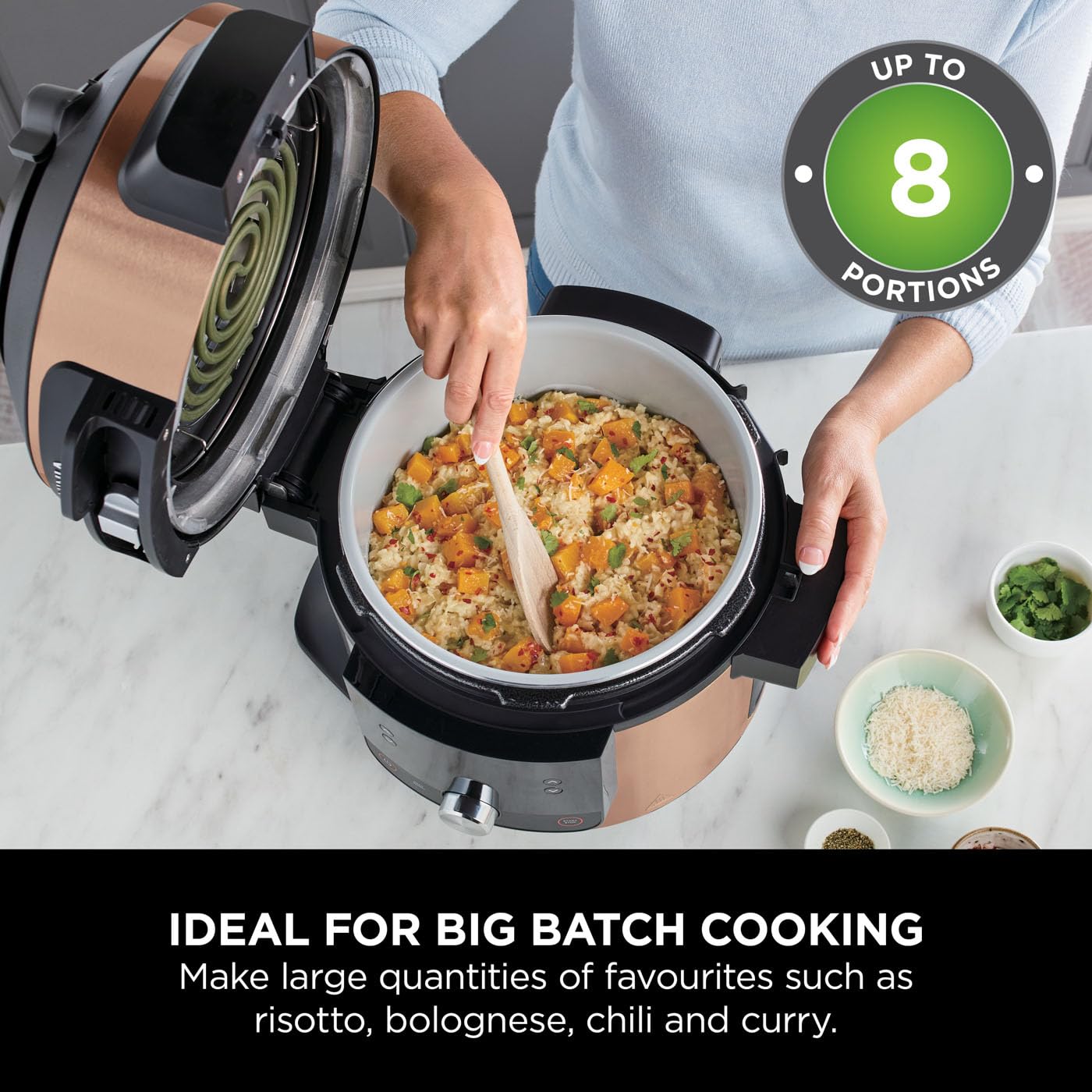 Ninja Foodi MAX 14-in-1 SmartLid Multi Cooker, 7.5L Electric Pressure Cooker & Air Fryer, Combi-Steam, Slow Cook, Bake, Grill, Copper/Black Amazon Exclusive OL650UKCP