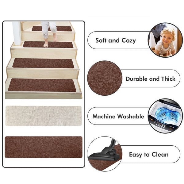 DLD Stair Treads 8"x30" Non-Slip Indoor Stair Runners for Wooden Steps, 14-PackAnti-Slip Strips for Safety and Grip