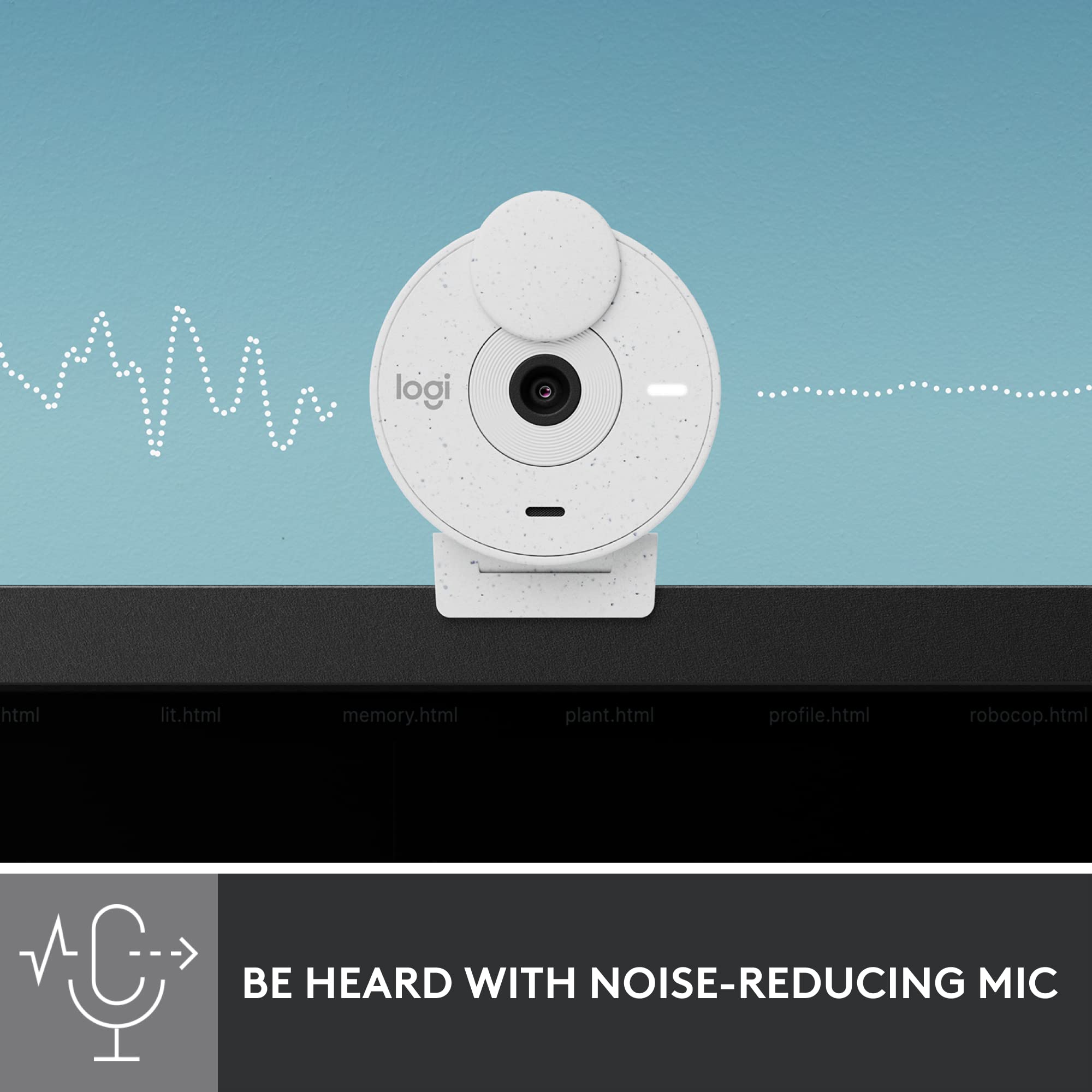 Logitech Brio 300 Full HD Webcam with Privacy Shutter, Noise Reduction Microphone, USB-C, Ceritified for Zoom, Microsoft Teams, Google Meet, Auto Light Correction, Streaming Webcam - White