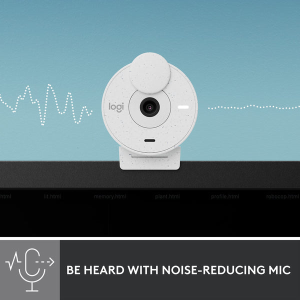 Logitech Brio 300 Full HD Webcam with Privacy Shutter, Noise Reduction Microphone, USB-C, Ceritified for Zoom, Microsoft Teams, Google Meet, Auto Light Correction, Streaming Webcam - White