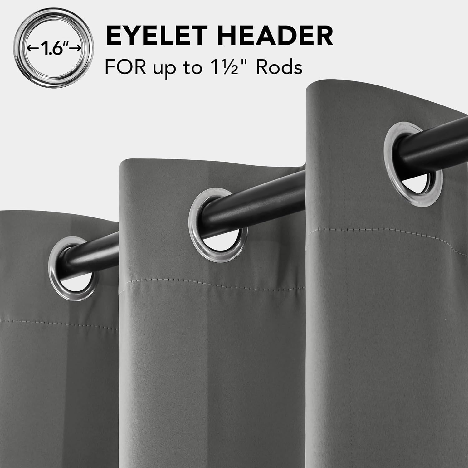 Deconovo Blackout Curtains Eyelet Super Soft Thermal Insulated Ring Top Blackout Curtains for Nursery 46 x 54 Drop Inch Dark Grey 2 Panels