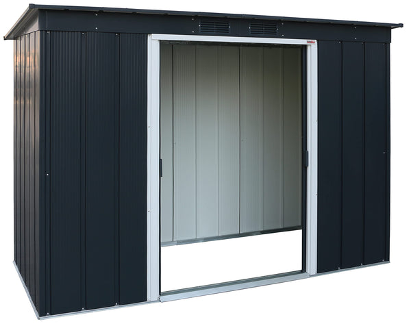 Duramax ECO 8 x 8 (6.35 m2) Metal Garden Storage Shed, Hot-Dipped Galvanized Metal Garden Shed, Tool Storage Shed, Strong Reinforced Roof Structure, Maintenance-Free Metal Shed, Anthracite