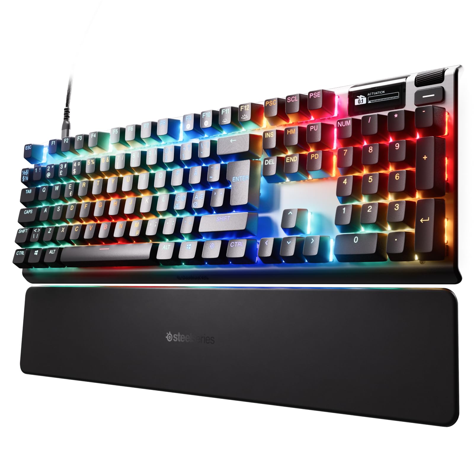 SteelSeries Apex Pro Gen 3 Gaming Keyboard - OmniPoint 3.0 HyperMagnetic Switches - Adjustable Actuation - Rapid Trigger - Game-Ready Presets - Rapid Tap/SOCD - OLED - RGB - USB-C - English QWERTY