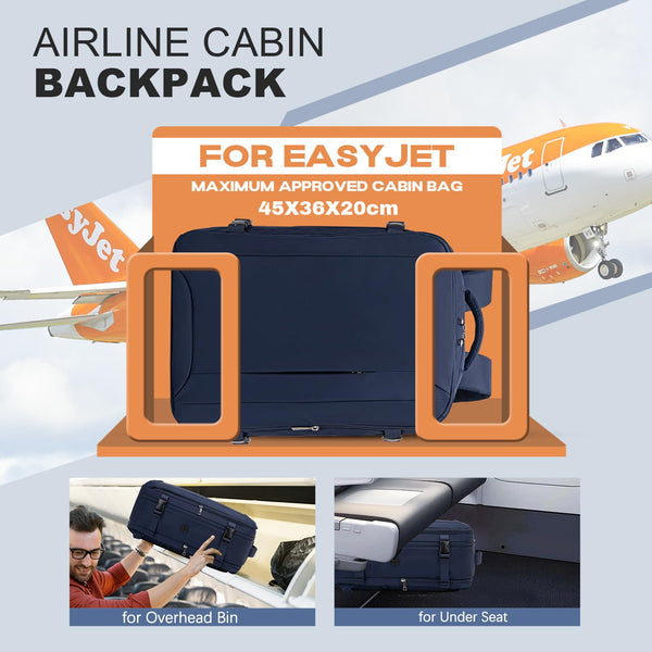 for Easyjet Cabin Bag 45x36x20, Travel Backpack with TSA Approved Clear Bag, Carry-ons Cabin Backpack for Travelling Underseat Cabin Bag Laptop Backpacks Luggage Set
