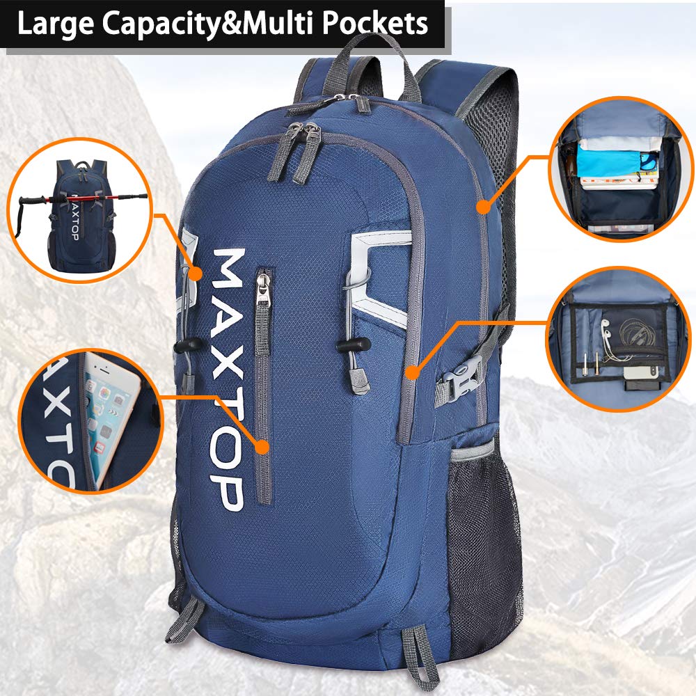 MAXTOP 40L Ultra Lightweight Packable Backpack Foldable Rucksack Water Resistent For Men Women Kids Outdoor Camping Hiking Travel Daypack Handy Durable