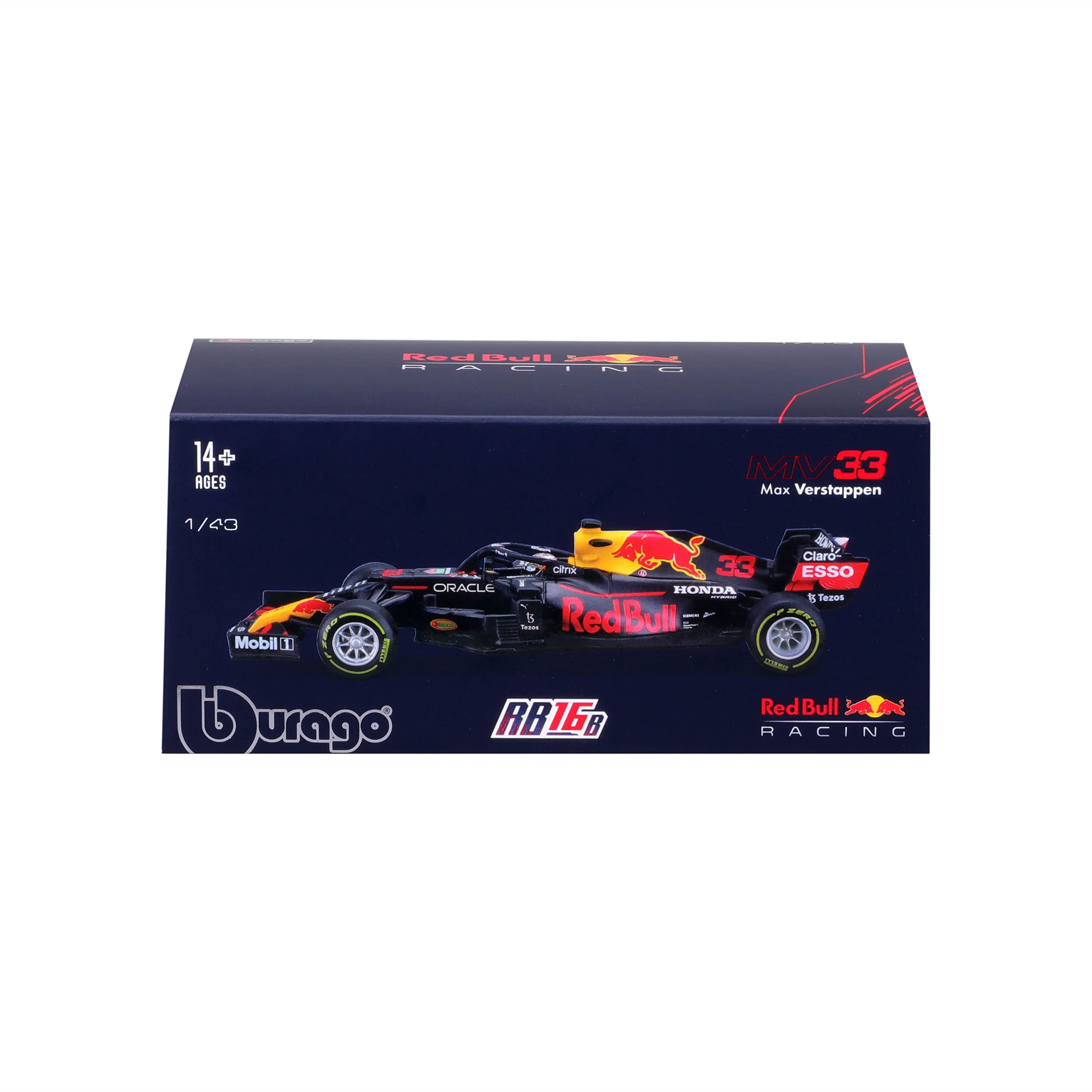 Bburago B18-38056V 1:43 F1 Aston Martin RED Bull Racing RB16B with Helmet Verstappen, Assorted Colours