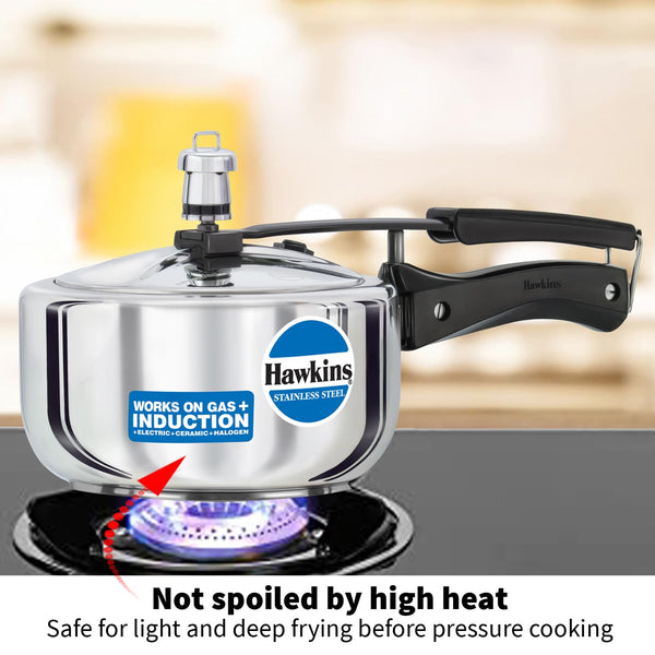 Hawkins Stainless Steel Induction Compatible Pressure Cooker, 2 Litre, Silver (HSS20)