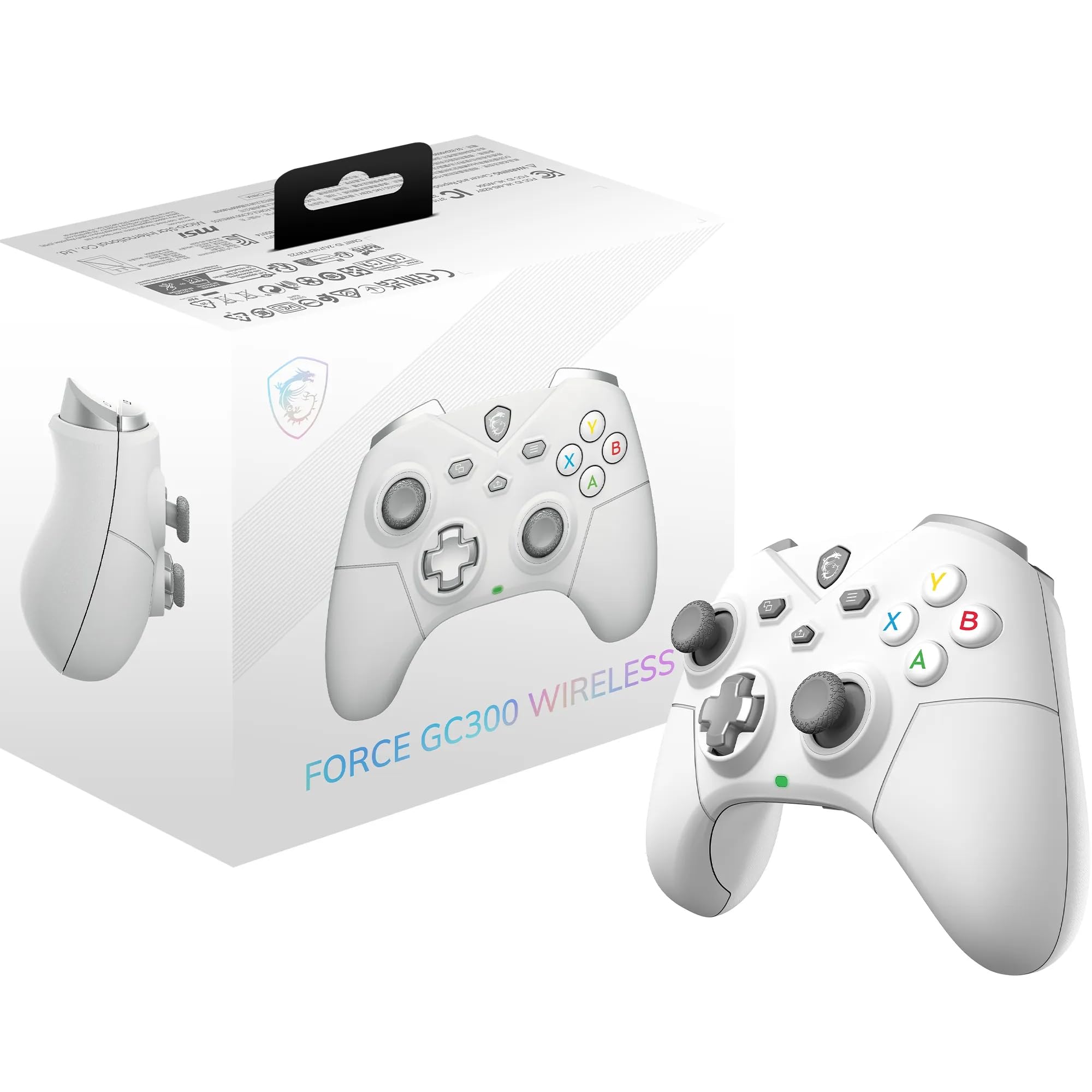 MSI FORCE GC20 V2 WHITE Wired PC Gamepad Controller - Interchangeable D-Pad Covers, Dual Vibration Motors, USB 2.0 - Wired