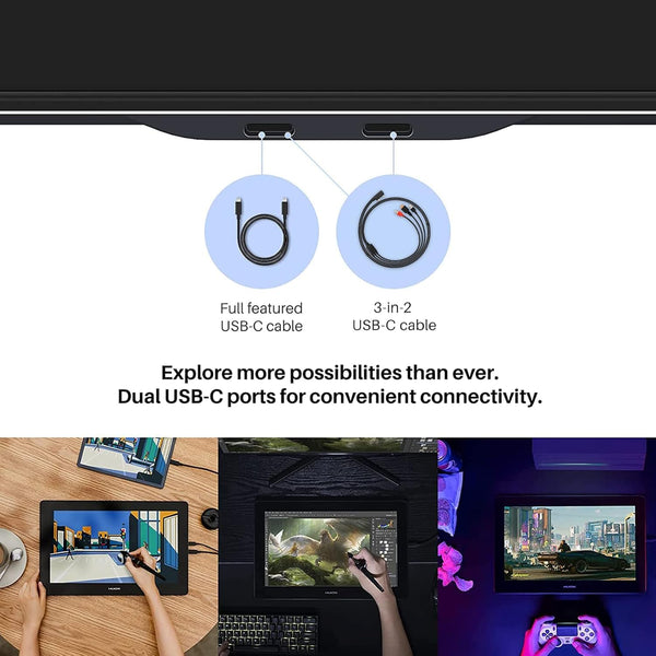 HUION Kamvas Pro 16(4K) UHD Graphic Tablet with Screen, 15.6-inch Monitor Full-Laminated Anti-Glare, Tilt Function 8192 Battery-Free Stylus PW517 for PC, Mac, Android