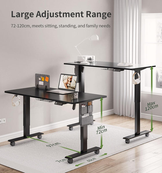 MAIDeSITe Height Adjustable Standing Desk Electric Standing Desk Sit Stand Desk Stand Up Desk with Cable Tray 120 * 60cm Desktop for Home Office