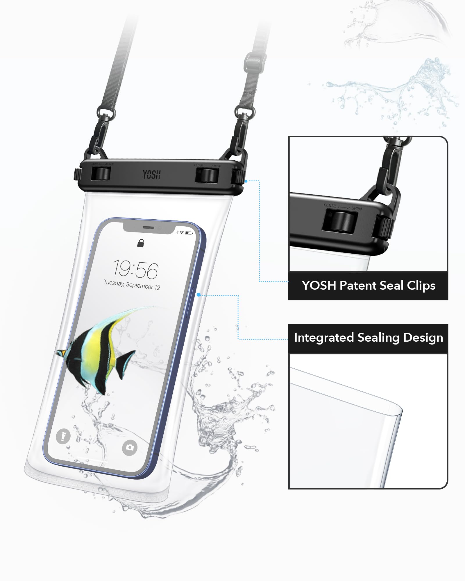 YOSH Waterproof Phone Pouch 2 Pack, 7 inch IPX8 Waterproof Phone Case for Swimming Travel Beach Trip Snorkelling Kayaking, Underwater iPhone Case for iPhone 16 15 14 Pro Max, Samsung S25 S24 Ultra