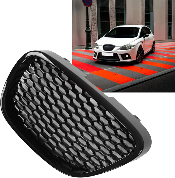 Glossy Black Heatproof Bumper Mesh Grill Replacement with UV Resistant Coating, Easy Bolt Installation for Seat Leon Altea Toledo, OE Number 1133007