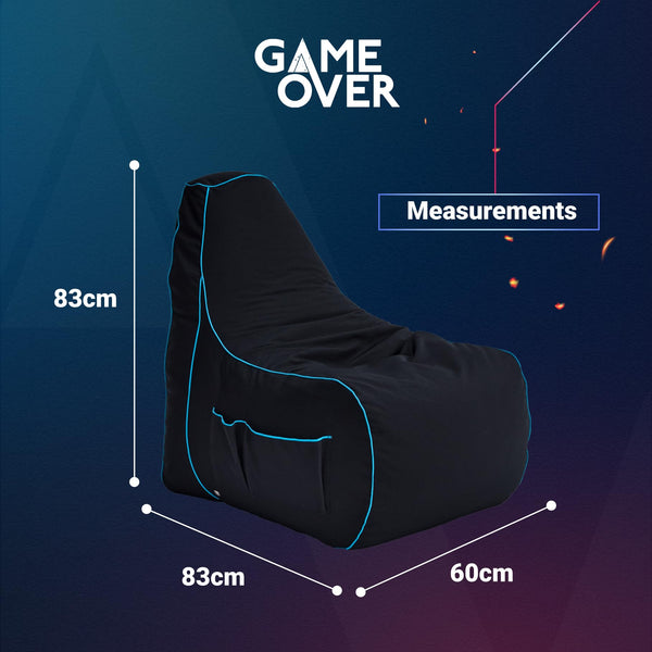 Game Over Lich Blade Video Gaming Bean Bag Chair | Indoor Living Room | Side Pockets for Controllers | Headset Holder | Ergonomic Design for the Dedicated Gamer