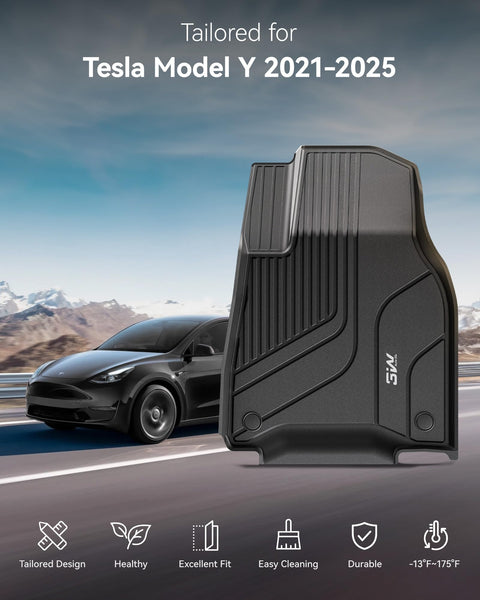 3W 9 Piece Set Floor Mats & Boot Liner & Seat Back Cover Fit for Tesla Model Y 2021-2024, All Weather Dog Friendly TPE Car Mats Anti-slip Heavy Duty Tesla Accessories (Not for Model Y Juniper)