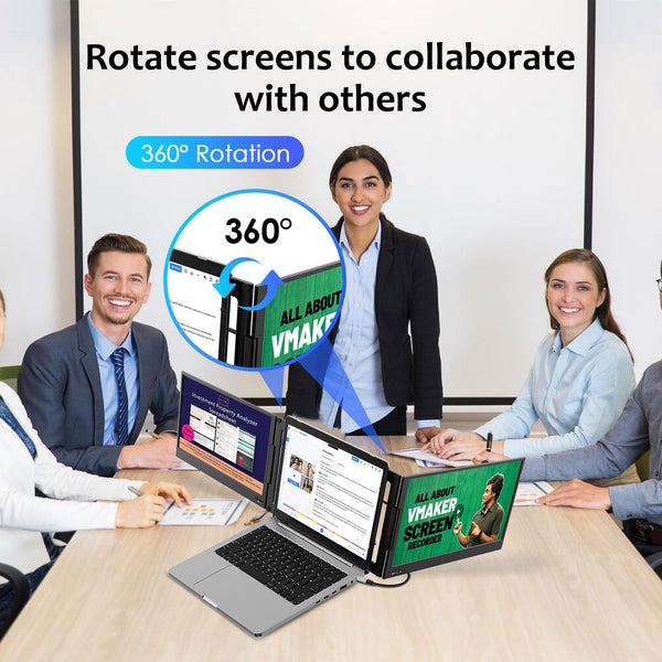 KPKUE 15.6" Laptop Screen Extender, FHD One Cable Monitor Extender, Dual Screen IPS Triple Screen Monitor Fits with 12''-16'' Laptop Compatible Mac Windows Chrome