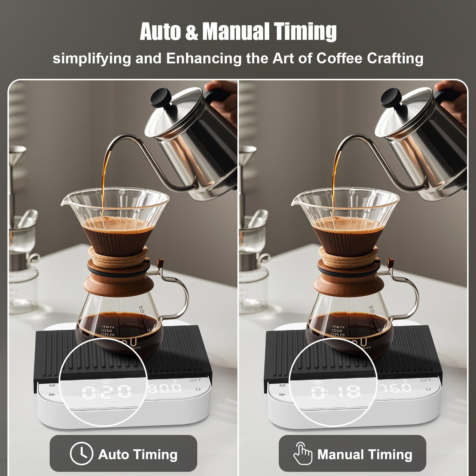 Rechargeable Mini Coffee Scale with Timer, Diyife 0.1g/3kg High Precision Electronic Digital Espresso Scale with HD LED Display, Portable Analytical Lab Balance for Labs, Jewellers, Gold, Food, White