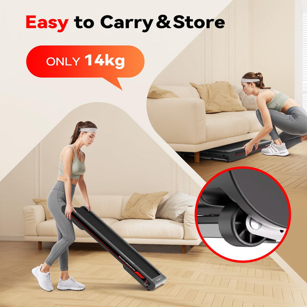 Sperax 4 in 1 Vibration Walking Pad, Portable Under Desk Treadmill, with Vibration Mode & APP Remote, Black RM02 with 5% and 10% Incline