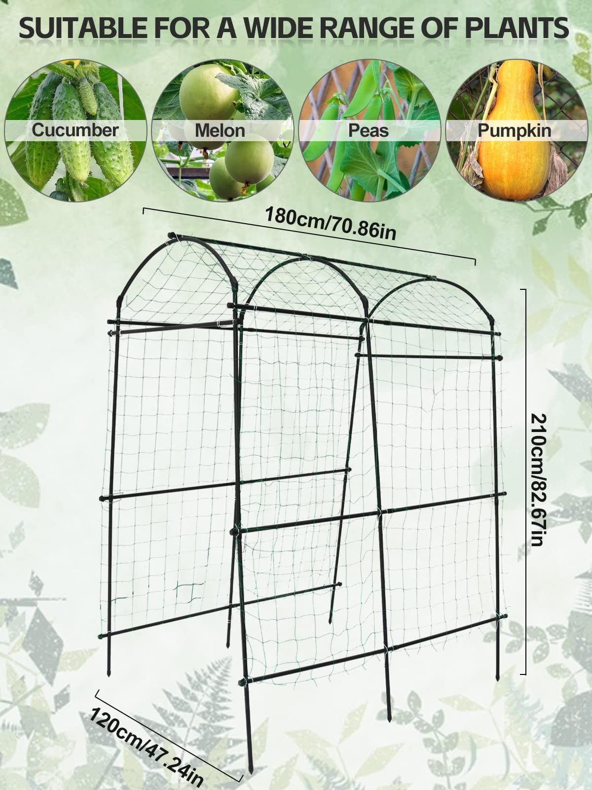 7 Feet Garden Arch Trellis for Climbing Plants, Kalolary Extra Tall Garden Tunnel Trellises Metal Squash Arbors Plant Support for Climbing Vines