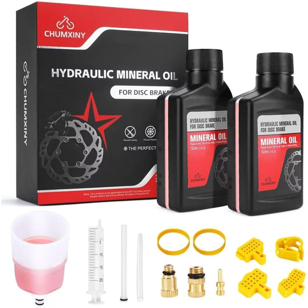 CHUMXINY Brake Bleed Kit for SHIMANO Hydraulic Brakes, Including 300ML Mineral Oil Brake Fluid, Clear Funnel and Instruction Manual.