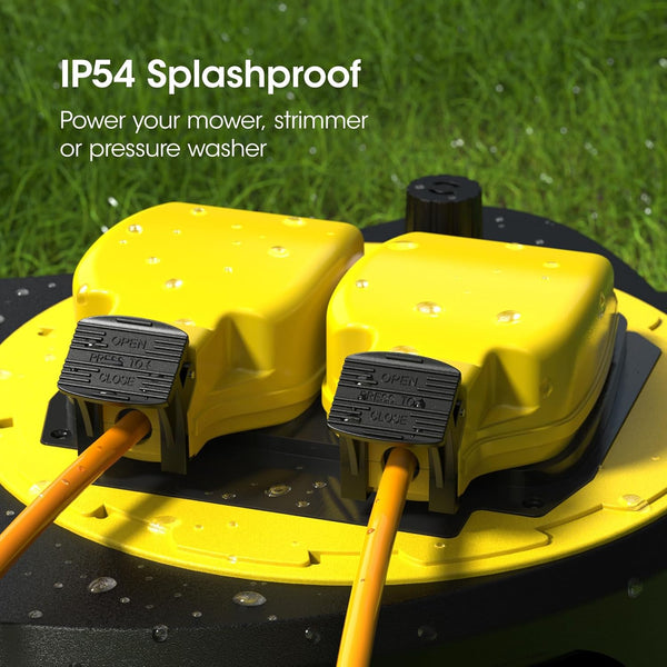 SLx Outdoor Extension Lead Waterproof, 30m, 2 Socket Extension Reel, Heavy Duty Extension Cable, Thermal Cut Out, IP54 Rated, Double Socket, UK Outdoor Plug, Extension Lead for Christmas Lights Garden