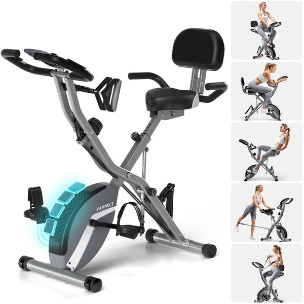 2025 New Exercise Bike Foldable with 16 Levels Magnetic Resistance, Folding Cycling Bike with LCD Display & Heart Rate Sensor, Oversized Saddle with Backrest, Foldable Fitness Bicycle For Home Gym