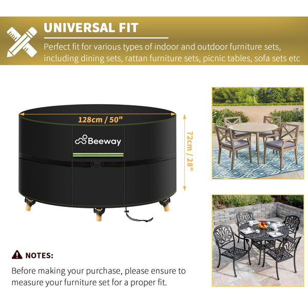 BEEWAY Garden Furniture Cover With Air Vent, Waterproof Patio Rattan Sofa Table Chair Set Cover - 420D Oxford Fabric, Windproof - Rectangular 242 x 182 x 100cm