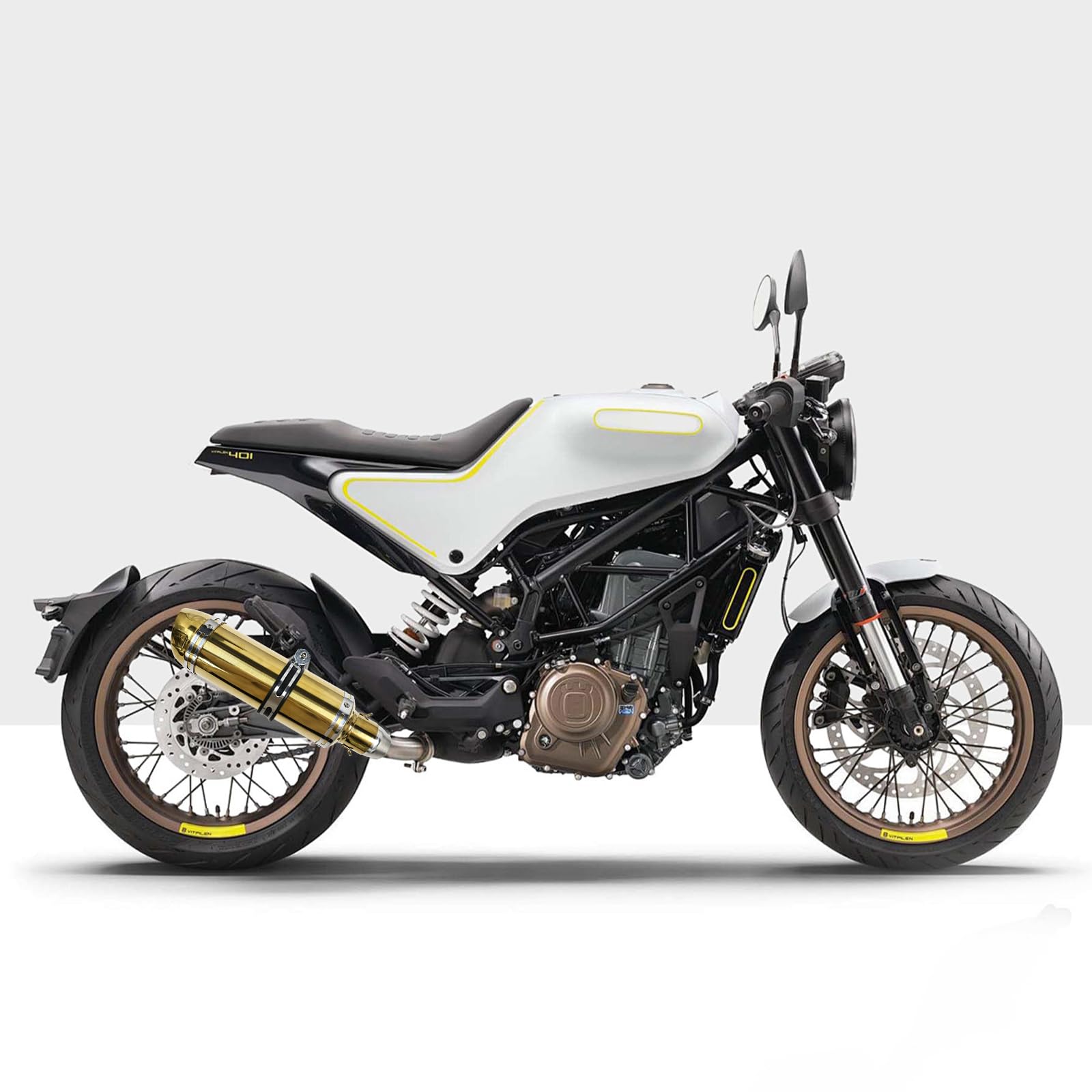 38mm 51mm Universal Motorcycle Golden Muffler Exhaust Stainless Steel Slip on Exhaust Pipe 1.5" 2" for Dirt Bike Street Bike Scooter ATV